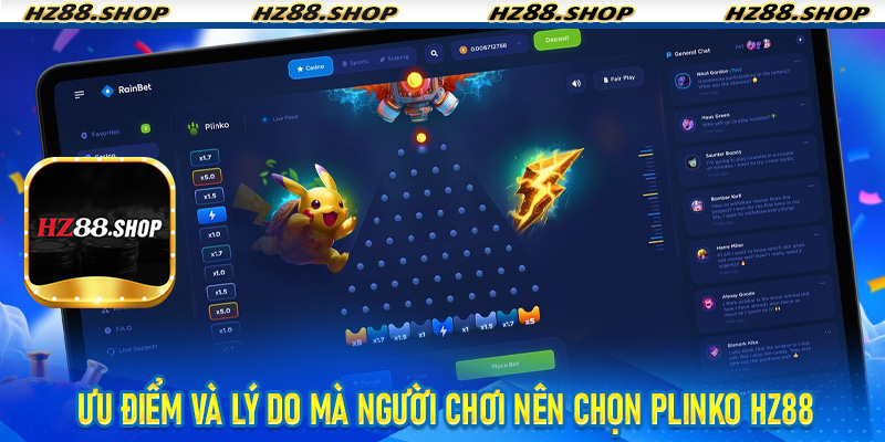 Ưu điểm và lý do mà người chơi nên chọn Plinko Hz88